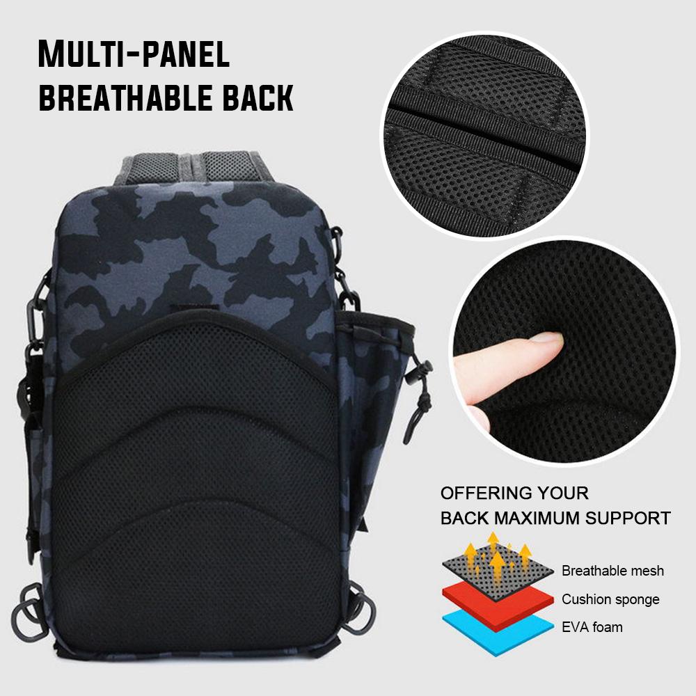 Fishing Tackle Backpack Storage Bag Outdoor Shoulder Backpack Water-Resistant Fishing Gear Bag Cross Body Sling Bag
