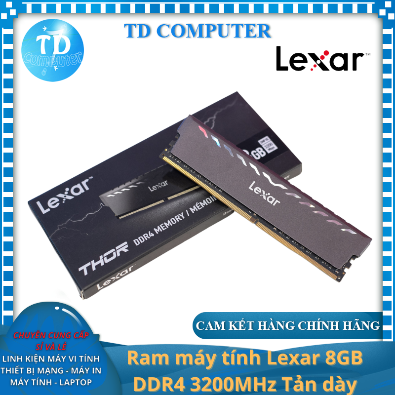 Ram máy tính Lexar 8GB DDR4 3200MHz Tản dày - Hàng chính hãng DigiWorld phân phối