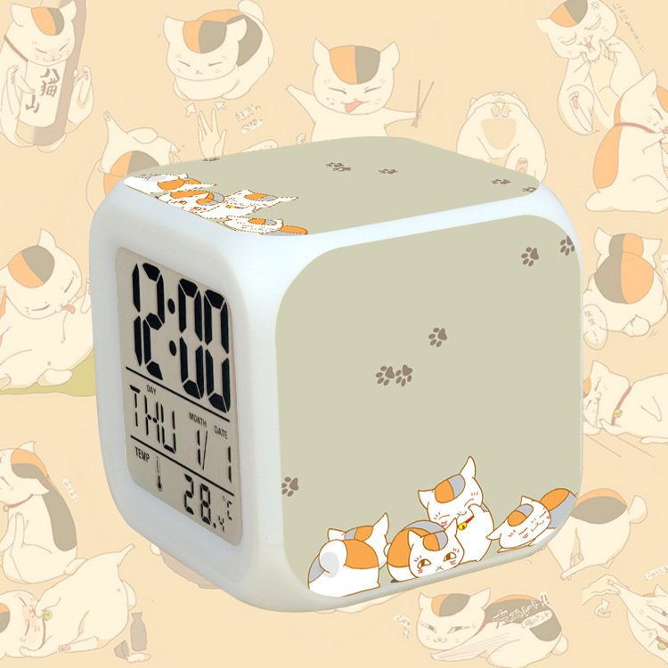 Đồng hồ báo thức để bàn in hình NATSUME YUUJINCHOU Hữu Nhân Sổ LED đổi màu tiện lợi chibi anime