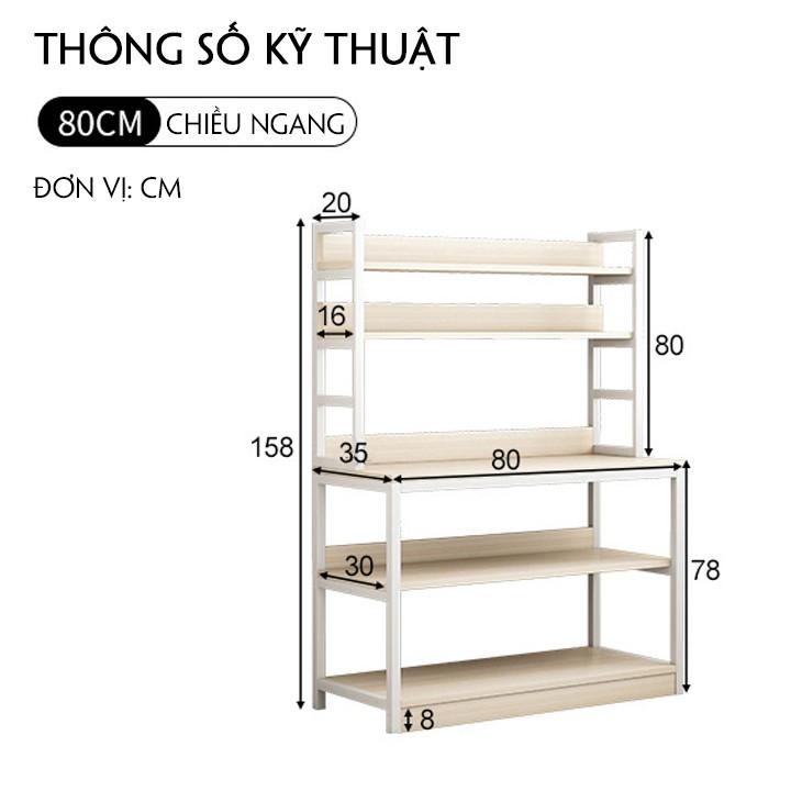 Kệ lò vi sóng, kệ nhà bếp đa năng ngang 80cm, kệ gỗ nhà bếp để lò vi sóng ngắn để đồ rộng thép sơn tĩnh điện cao cấp