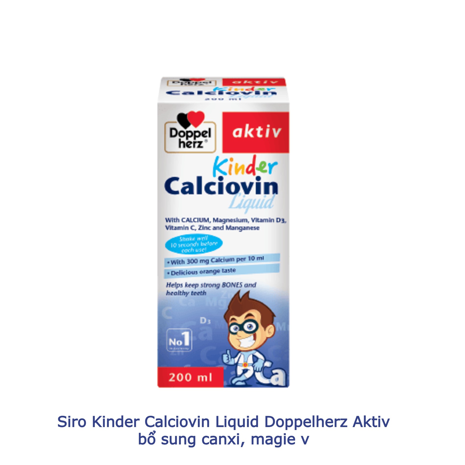 Siro Kinder Calciovin Liquid Doppelherz Aktiv bổ sung canxi, magie và các vitamin 200ml