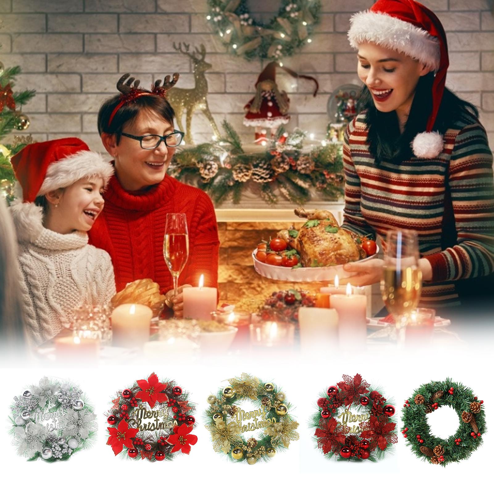Round Garland H-anging Ornament Wreath Decoration Christmas Decor Xmas Tree Ornaments Festival Holiday Home Daily Use