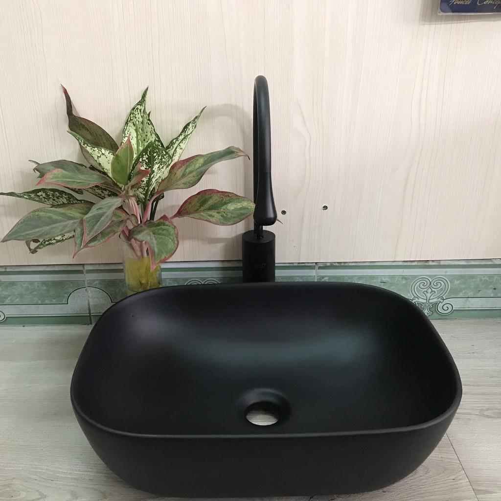 LAVABO DẶT BÀN VUÔNG BO GÓC ĐEN