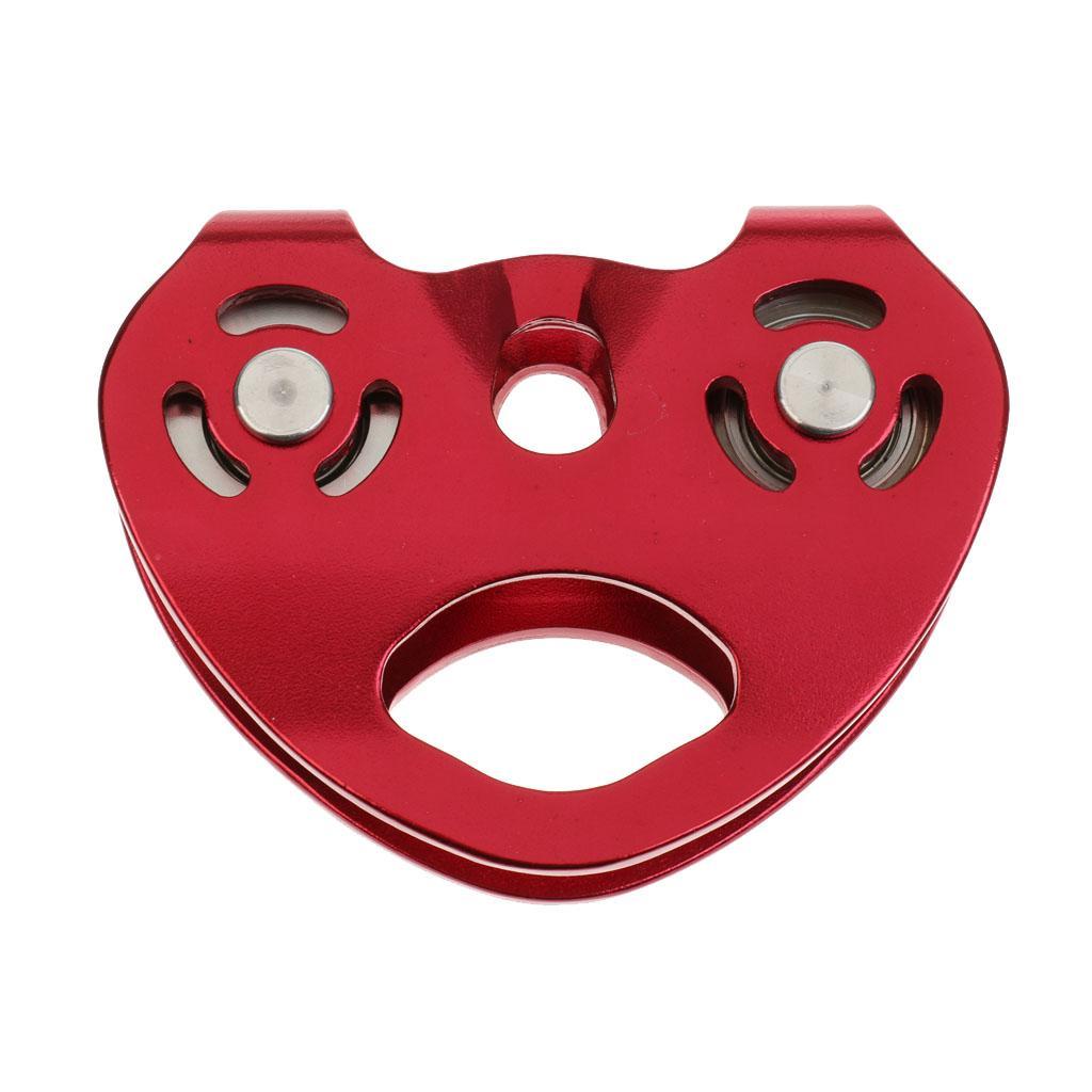 25KN Double Sheave Trolley Cable Rope Pulley with Screw Locking Carabiner for Rock Climbing Caving Tree Arborist Rigging Rescue