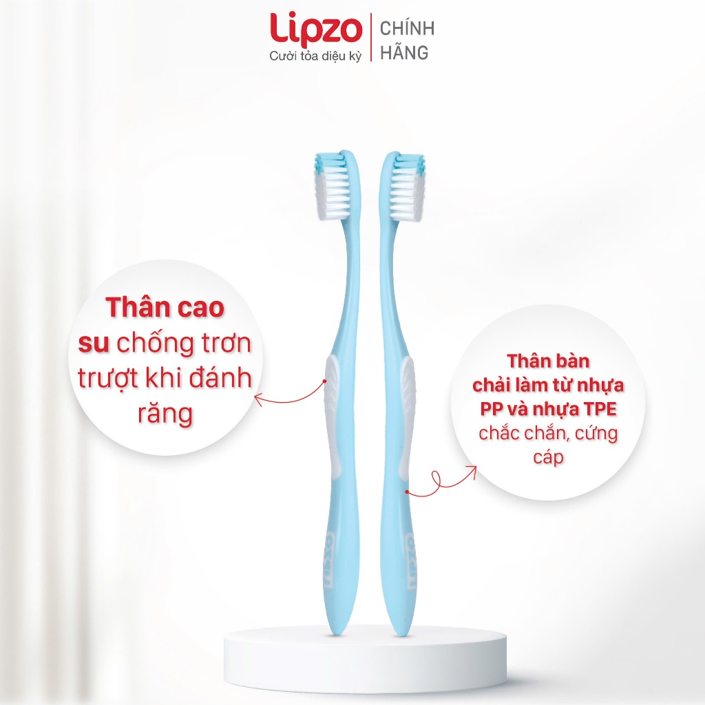 Vỉ 4 Tặng 1 Bàn Chải Đánh Răng Lipzo Flex+ Màu Pastel Công Nghệ Lông Bàn Chải Lõi Kép Chỉ Tơ Nha Khoa Siêu Linh Hoạt