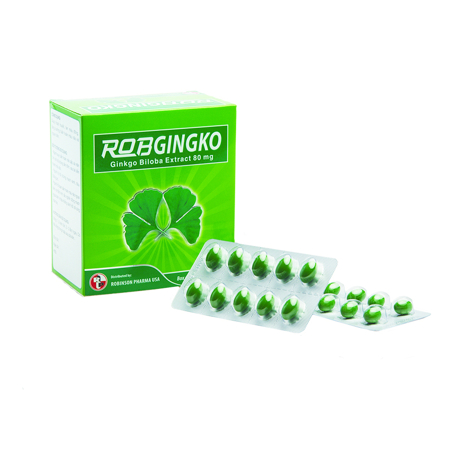 Thực phẩm chức năng hỗ trợ tuần hoàn não Robgingko – Robinson Pharma Usa-Hộp 100 viên