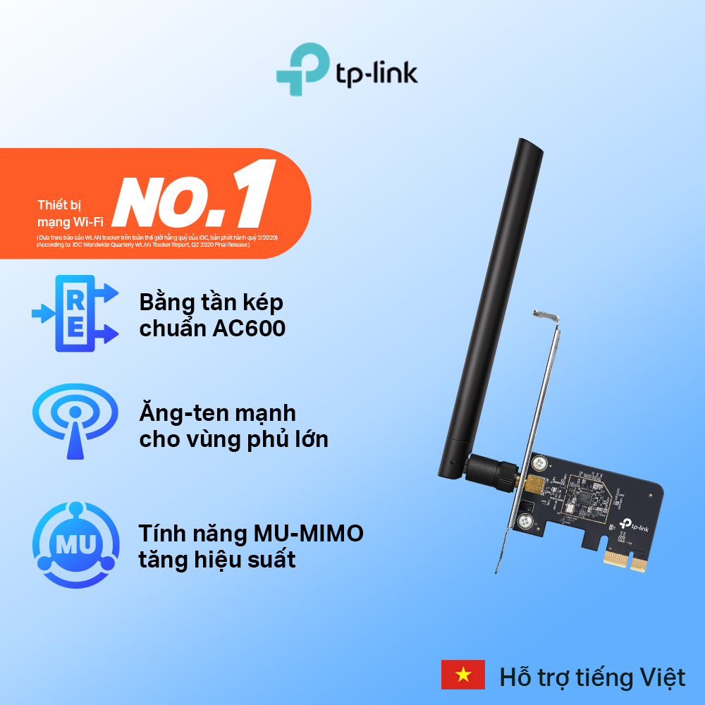 Bộ Chuyển Đổi Card Mạng Wifi TP-Link Archer T2E PCIe Băng Tần Kép AC600 - Hàng Chính Hãng