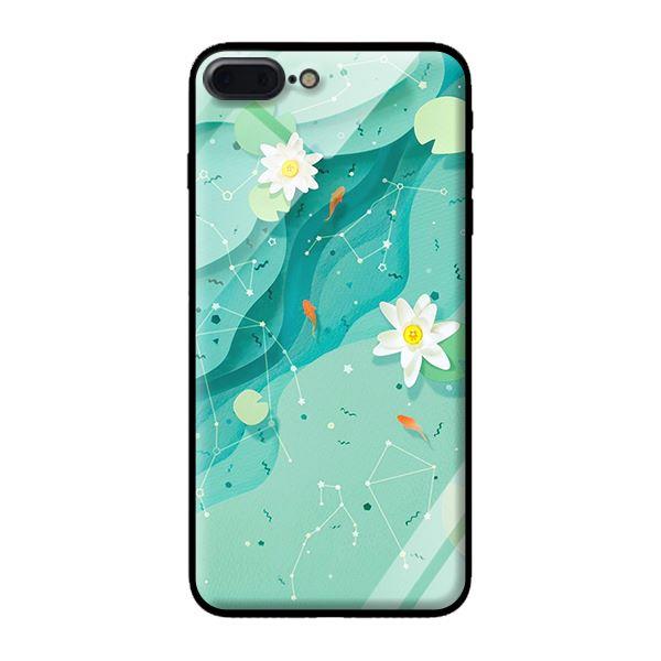 Ốp kính cường lực cho iPhone 7 Plus Họa Tiết Nền Xanh - Hàng chính hãng