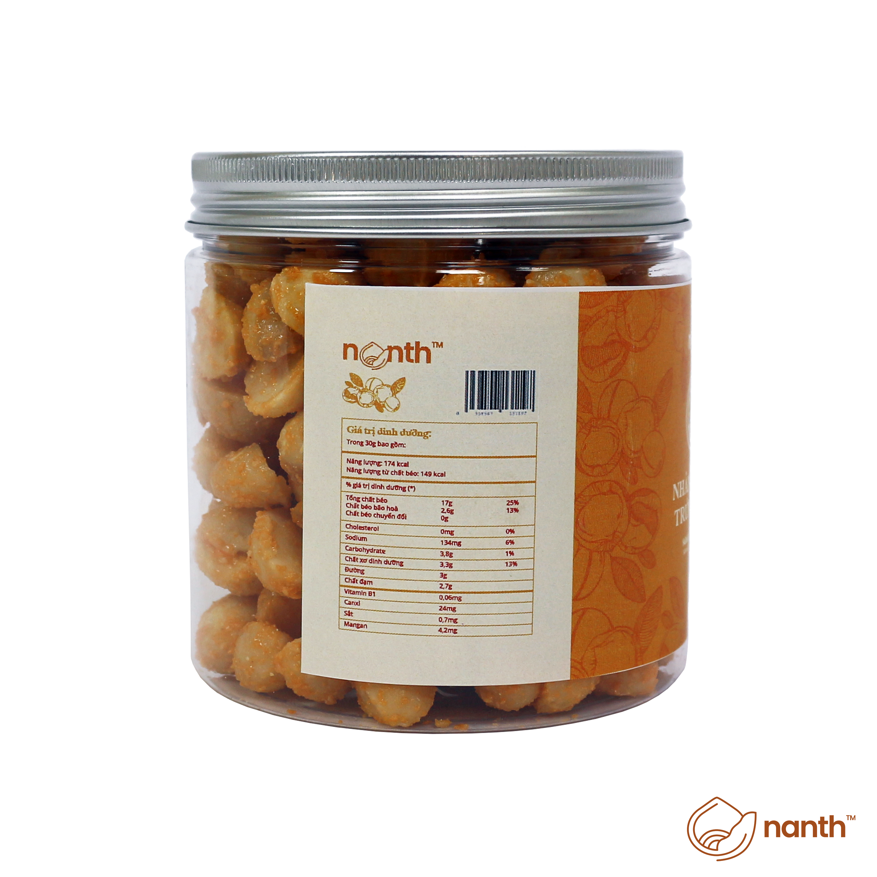 Nhân macca trứng muối .Thương hiệu : NANTH. Không chất bảo quản. Hạt Macca Đắk Lắk ngọt béo kết hợp với trứng muối. Macadamia. Thích hợp làm quà tặng, biếu, chăm sóc sức khỏe