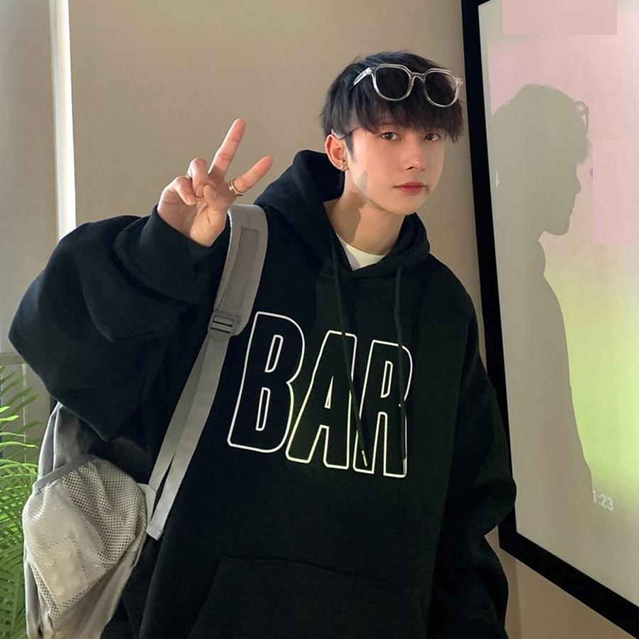 Áo mũ Hoodie Unisex MonsterX BAR form rộng 3 màu nỉ bông cặp đôi nam nữ Oversize Ulzzang thu đông