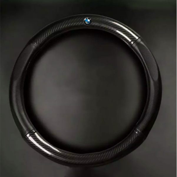 Bọc vô lăng TTAUTO cho xe ô tô từ 4 đến 7 chỗ chất liệu da vân carbon cao cấp có logo BMW
