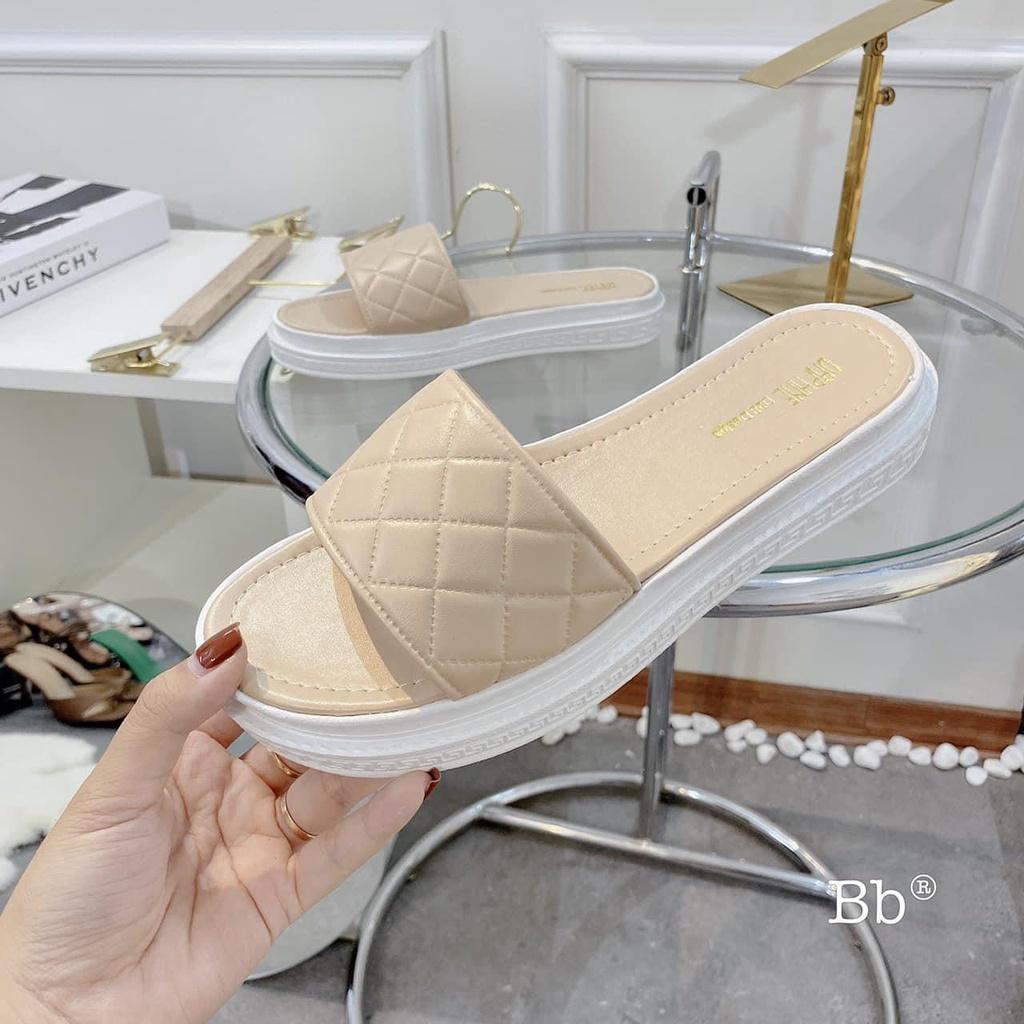 Dép nữ quai ngang bản to đế bánh mì mềm đi êm chân giá rẻ - D04