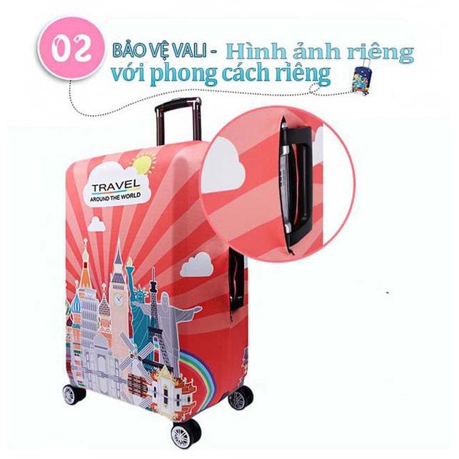 Áo trùm vali du lịch 20-22-24-26-28-30 inch thun 3d mèo len - nhựa trong suốt H1991