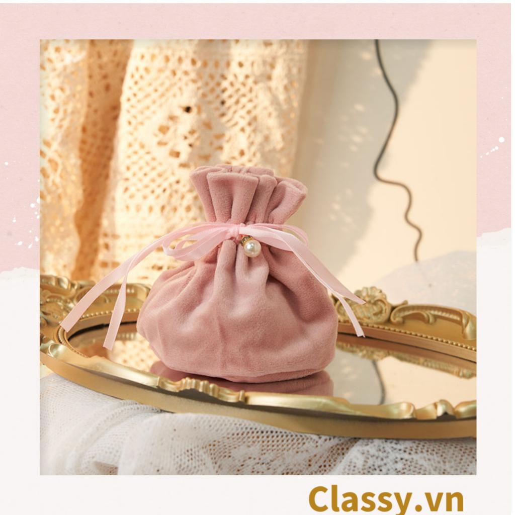 Túi nhung dây rút đính hạt xinh xắn dùng đựng quà tặng Classy NOEL, lễ tết, đám cưới T758