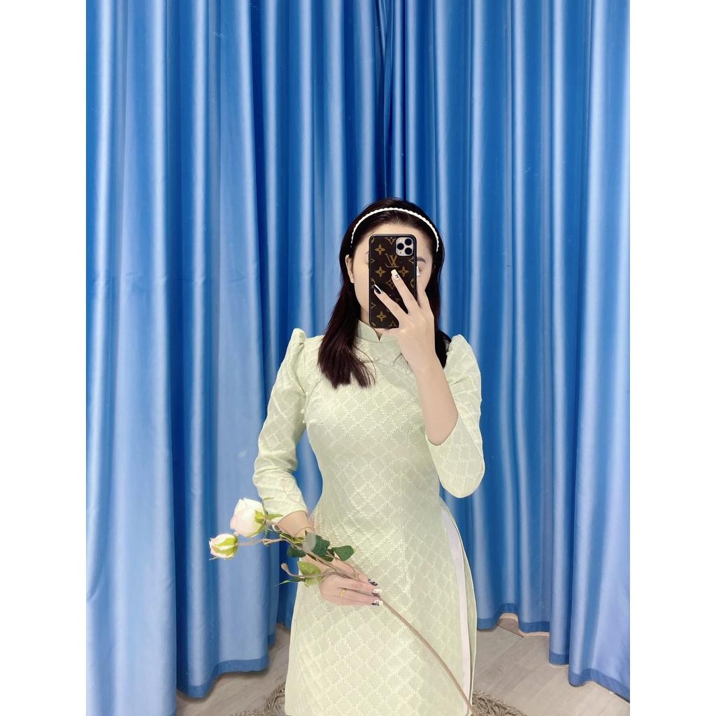 Áo dài xốp tay lỡ màu xanh cốm siêu xinh by Quỳnh Hương