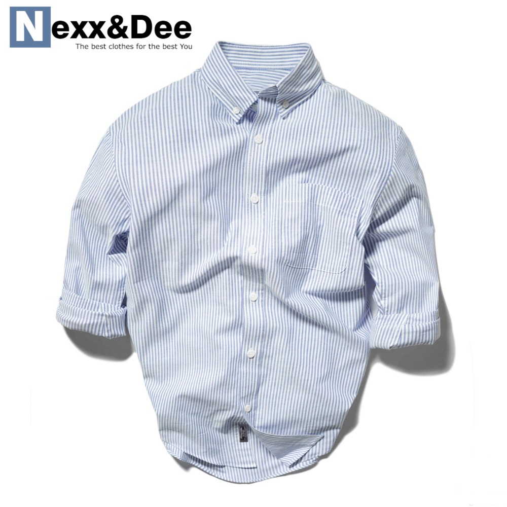 Hình ảnh Áo sơ mi nam tay dài kẻ sọc nhỏ vải oxford denim công sở SM06