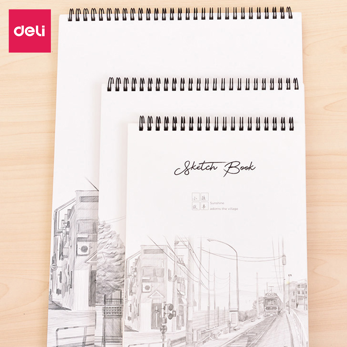 Sổ phác thảo 100gsm 40 trang lò xo kép nhiều kích cỡ Deli - Sketchnote - 1 quyển - 73627 / 73628 / 73633