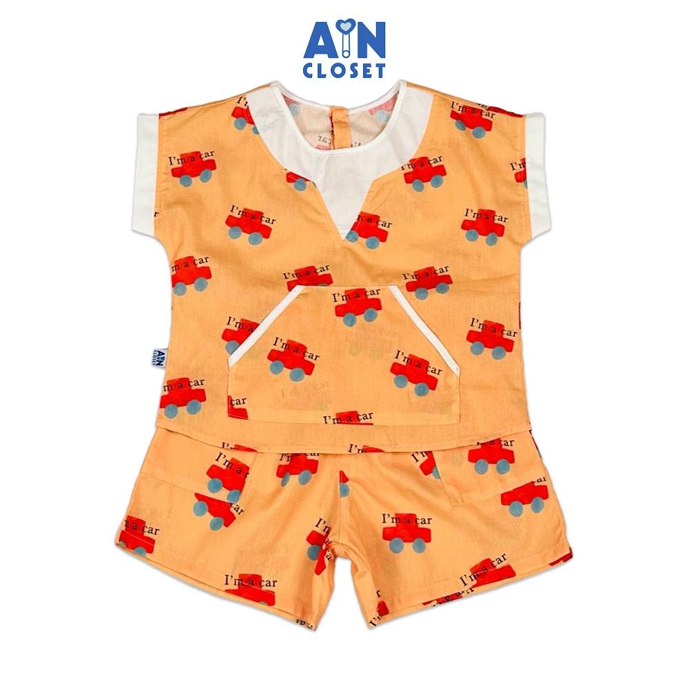 Bộ quần áo Ngắn bé trai họa tiết Ô Tô Cam Cotton - AICDBTKATXEH - AIN Closet