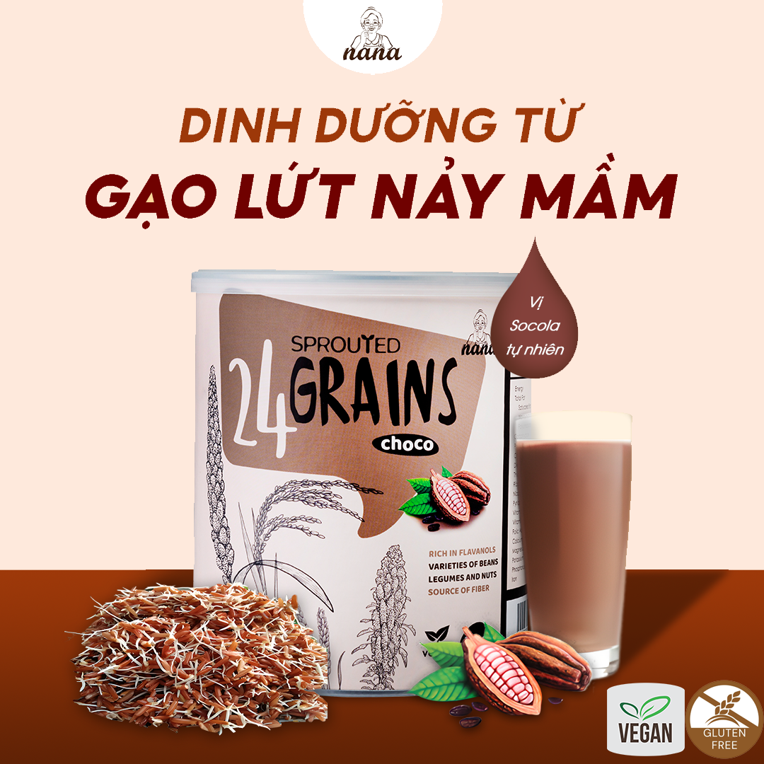 Sữa Hạt Gạo Lứt Hữu Cơ 24Grains 700g Vị Socola Nhập Khẩu Malaysia Cho Trẻ Từ 3 Tuổi &amp; Người Lớn Bổ Sung Dinh Dưỡng Vegan - 24grainsvn