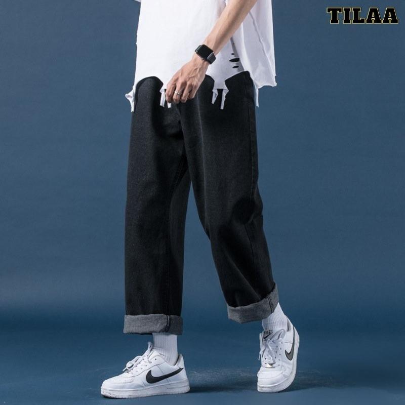 Quần jean nam baggy ống rộng dáng suông lưng cao bigsize chất bò TILAA FASHION QJ02