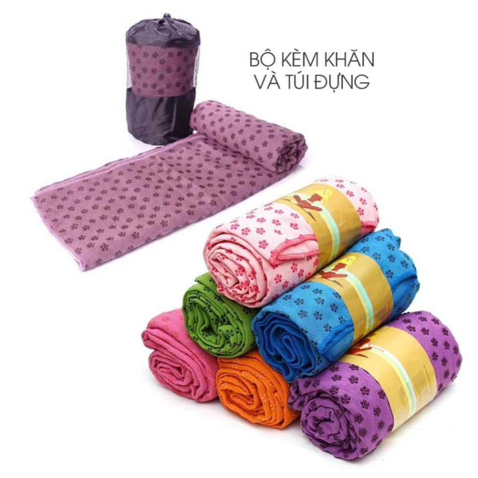 Khăn Trải Thảm Yoga S1KTT01 Chất Liệu Microfiber Dày Chống Trượt Thấm Mồ Hôi Cao Cấp GKK