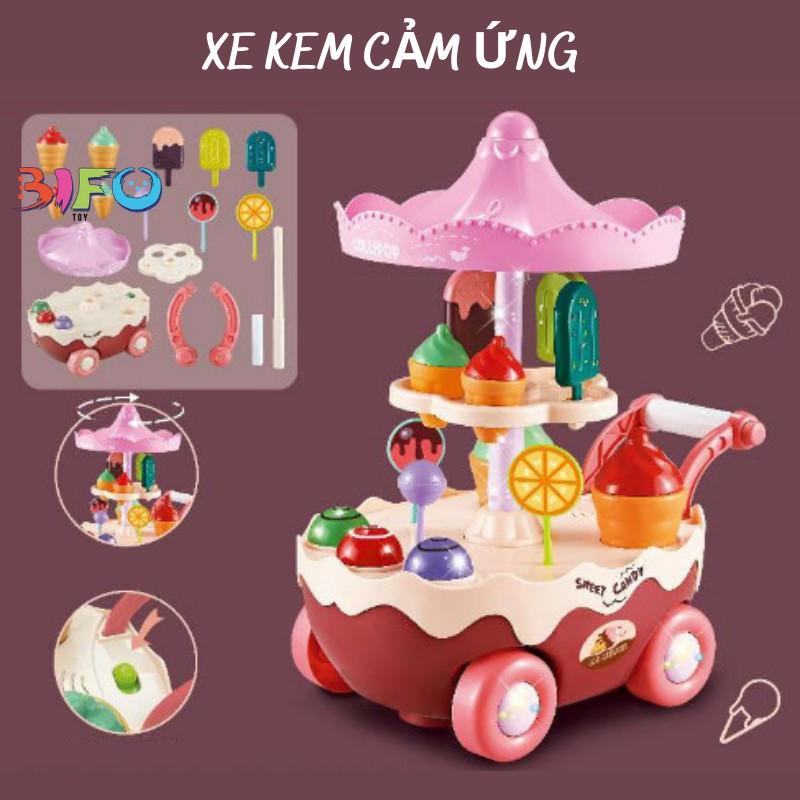 Xe kem đồ chơi có nhạc và đèn đầy đủ cho bé vui chơi và sáng tạo