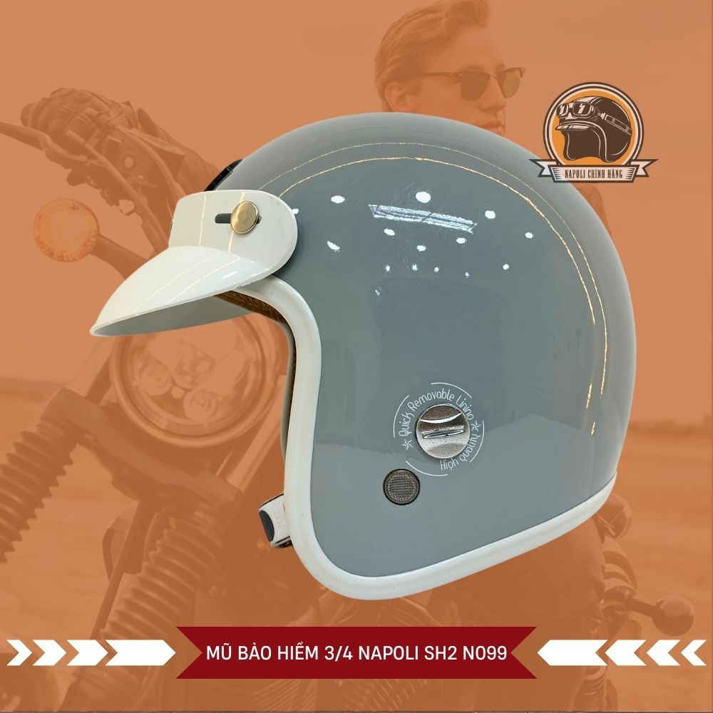 Mũ Bảo Hiểm 3/4 Napoli [CHÍNH HÃNG] [FREESHIP] - Nón Bảo Hiểm Napoli SH2 N099 - Viền Nhựa - Đủ Màu