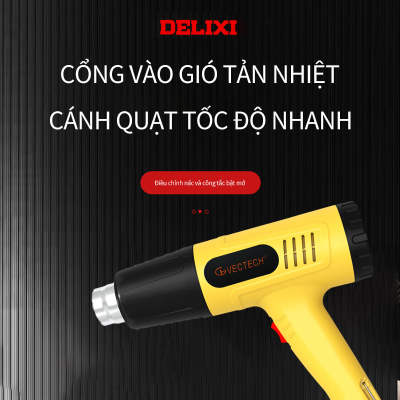 Máy khò nhiệt 200W Hai nấc điều chỉnh 300 600 độ Khò nóng nhanh chóng kiểm soát nhiệt độ tốt,gọn gàng giúp cho việc cầm nắm sử dụng trở nên đơn giản và không gây mỏi tay. 