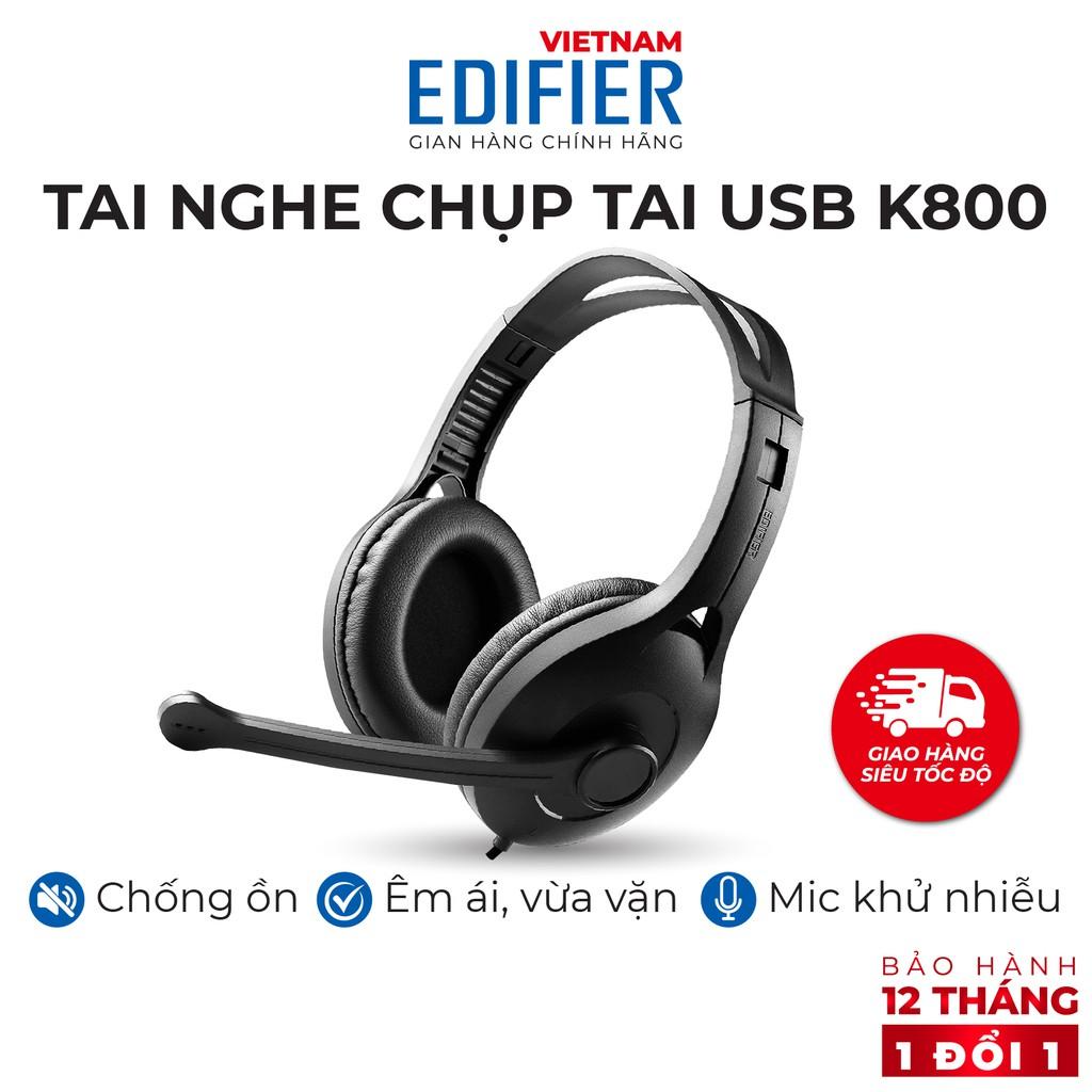 Tai nghe chụp tai có mic EDIFIER USB K800 Chống ồn Chân cắm USB - Bảo hành 12 tháng 1 đổi 1 - Hàng chính hãng