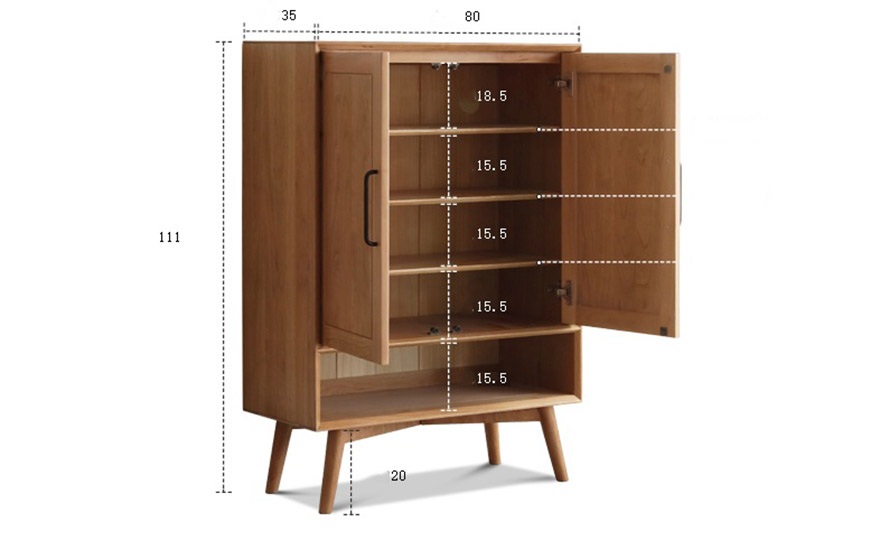 Tủ giày dép gỗ sồi tự nhiên đẹp hiện đại