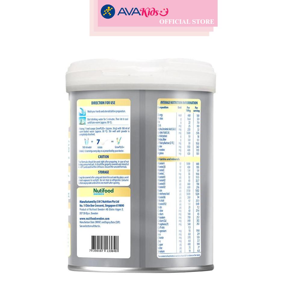 Sữa bột Nutifood GrowPLUS+ bạc 2+ hương vani 800g (từ 2 tuổi)