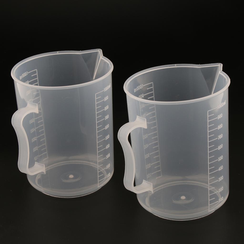 2 Mảnh 1000ml Nhựa Rõ Ràng Tốt Nghiệp Cốc đo Lường Chất Lỏng Ly Có Tay Cầm