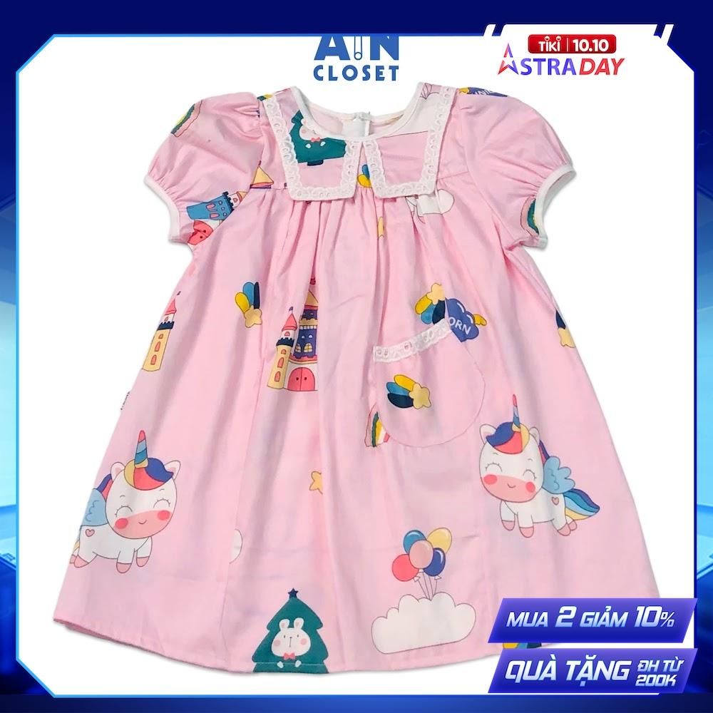 Đầm bé gái họa tiết Ngựa pony hồng cotton - AICDBGCTU5OP - AIN Closet