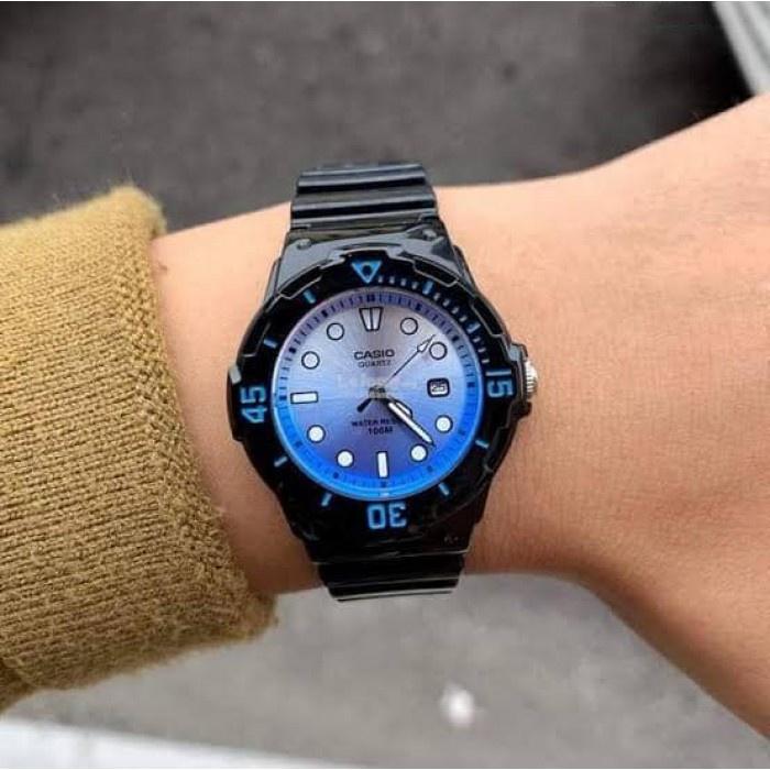 Đồng Hồ Casio Nữ Đồng Hồ Casio Chính Hãng Casio Dây Nhựa LRW200H - 2E Dây Đen Mặt Xanh Fullbox.