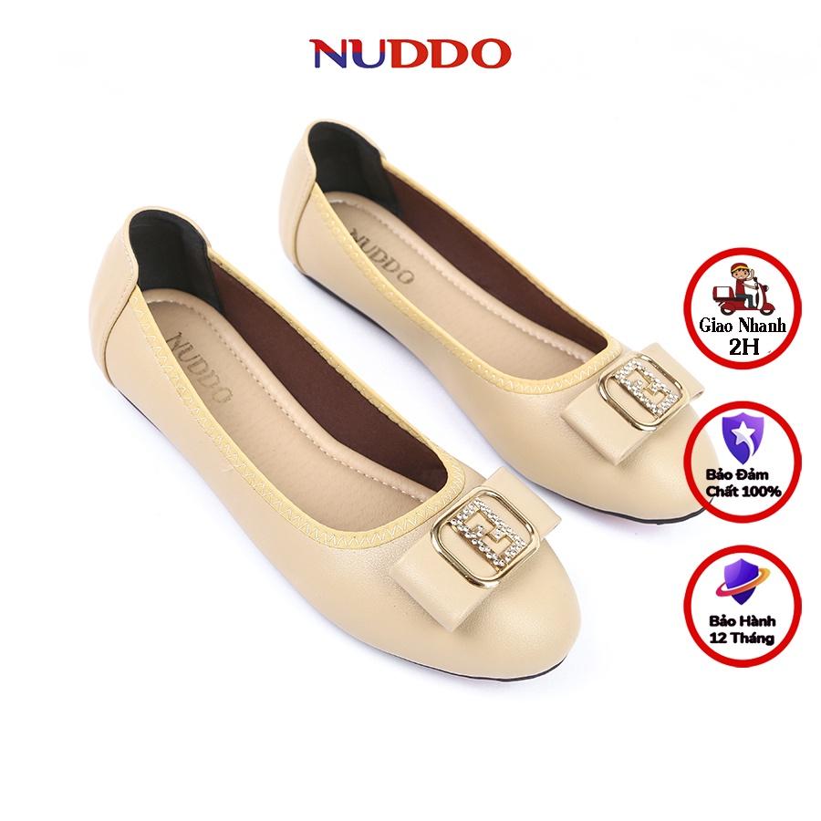 Giày búp bê nữ bệt cao cấp NUDDO da mềm siêu êm mũi tròn phong cách thời trang công sở NUBE6