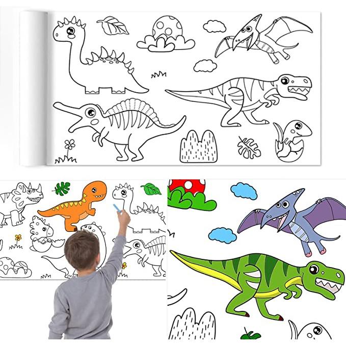 Cuộn tranh tô màu 3m có thể cắt dán làm sticker dài 3m rộng 30cm cho bé, dán lên tường không bong tróc sơn