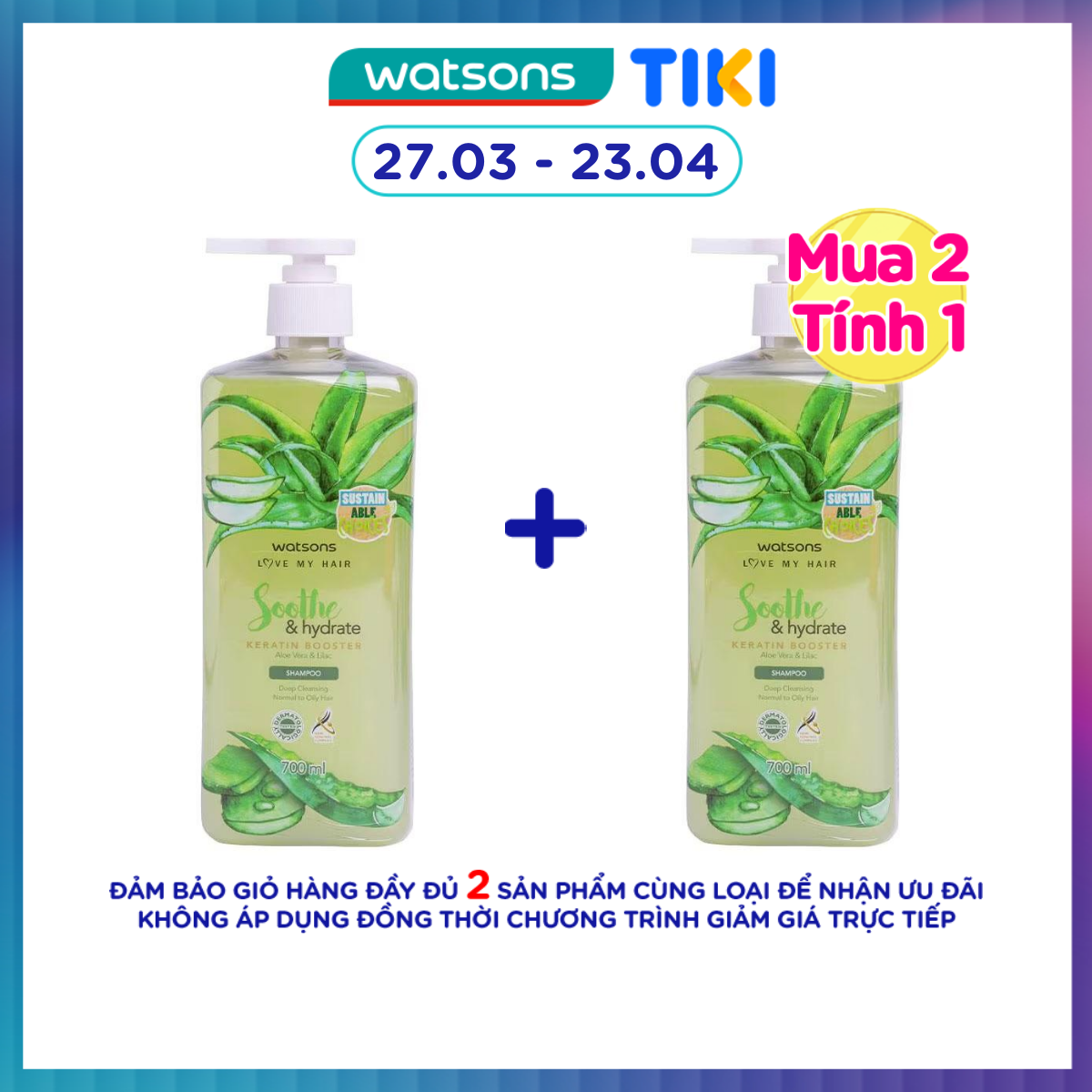 Dầu Gội Watsons Aloe Vera Lilac Shampoo 700ml
