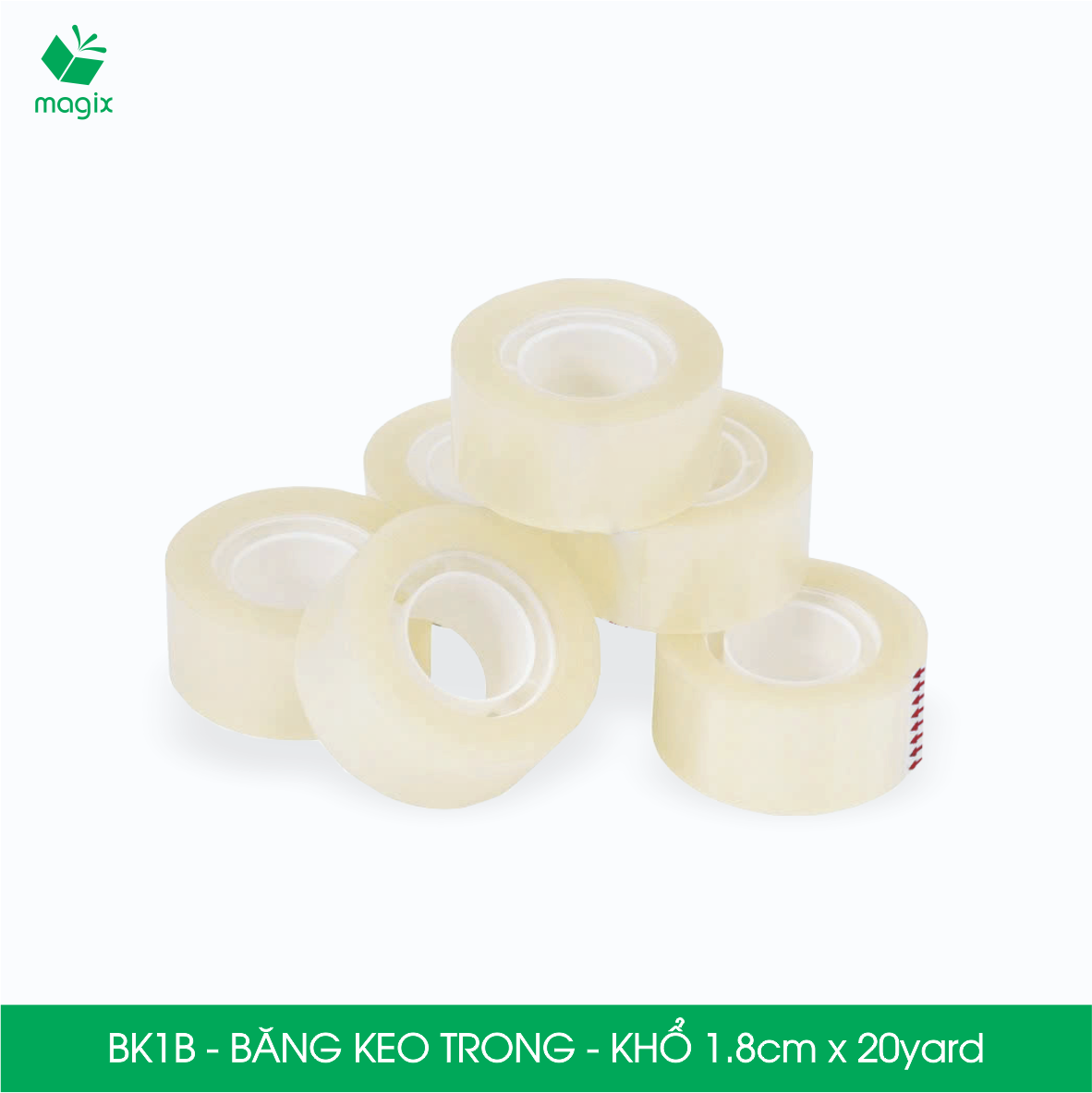 BK1B - Block 10 cuộn băng keo trong khổ 1.8cm x 20yard - Băng dính văn phòng, trường học