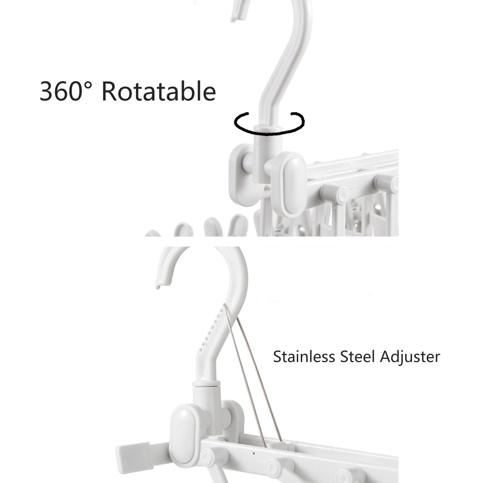 Foldable 360° Swivel Hook Hanger with Clips for Trousers,Shirts,Socks
