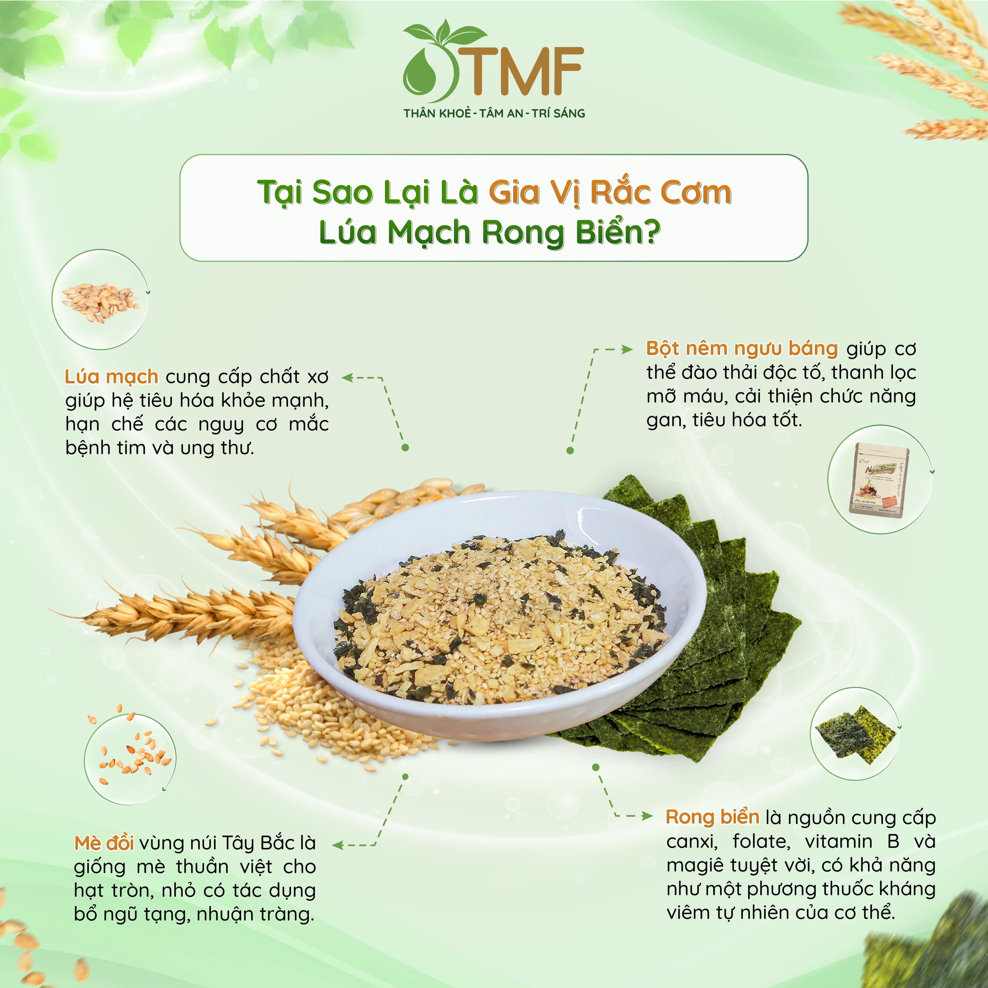 Gia vị rắc cơm rong biển Rắc Rắc hộp 6 gói cho bé ăn dặm ăn ngon không hương liệu TÂM MINH FOODS