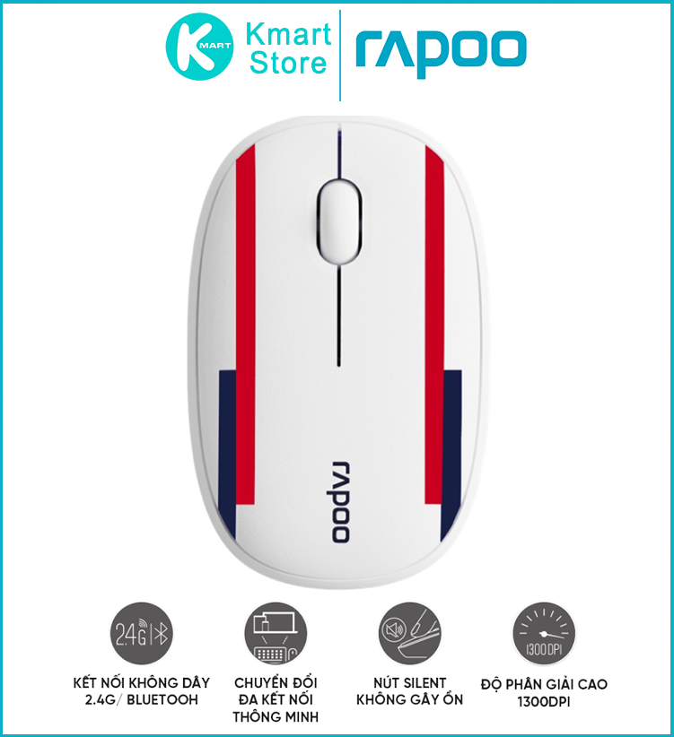 Chuột không dây Rapoo M650 Silent -phiên bản World Cup - Kết nối đa thiết bị - Hàng Chính Hãng