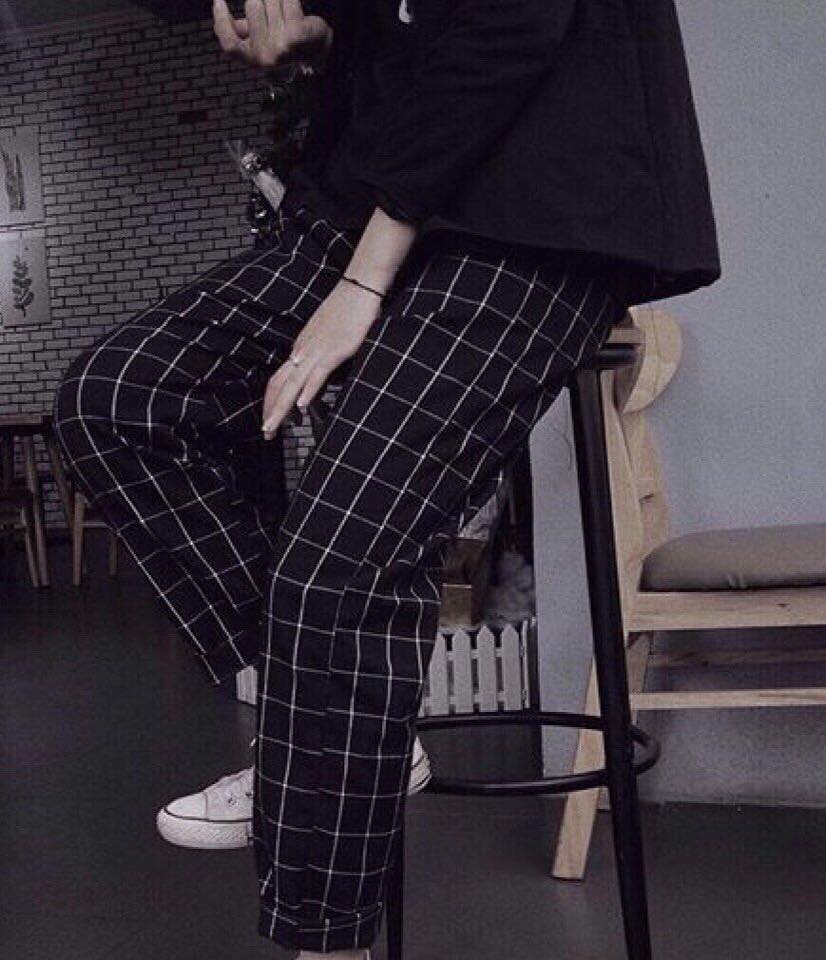 Quần CARO PLAID PANTS Unisex Màu Đen - Quần ca rô đen sọc trắng nam nữ cực đẹp chất xịn loại 1