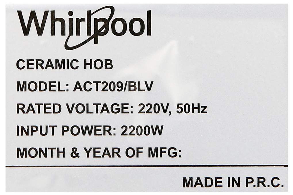 Bếp Hồng Ngoại Whirlpool ACT209/BLV - Hàng chính hãng