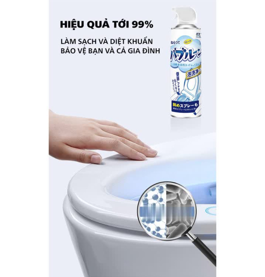 Chai xịt bọt tuyết vệ sinh toilet,bồn tắm, lau bóng gương, lâu bóng inox