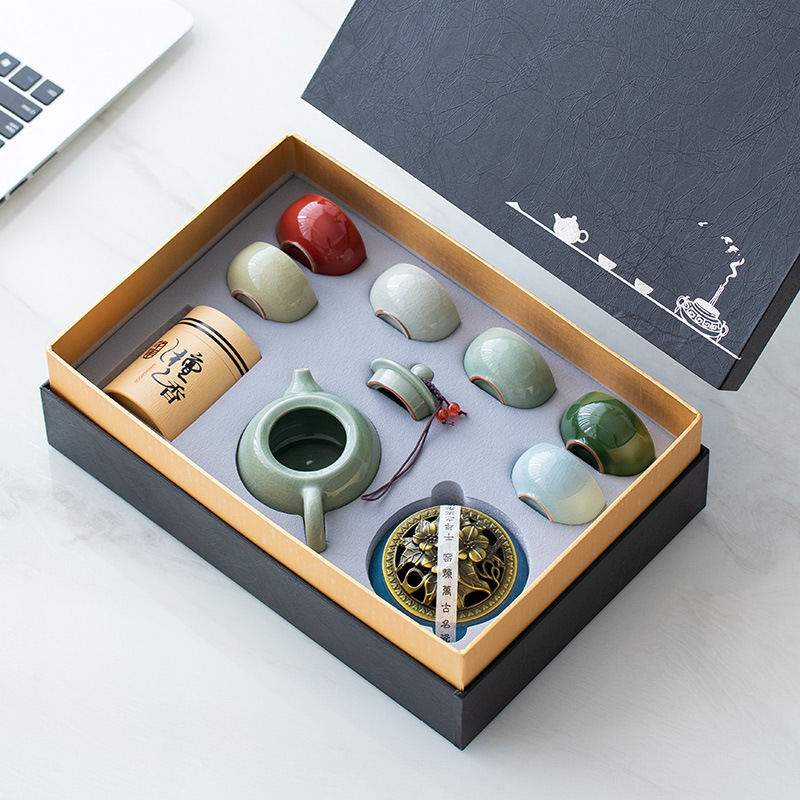 Bộ ấm chén pha trà men rạn kèm bộ trầm hương