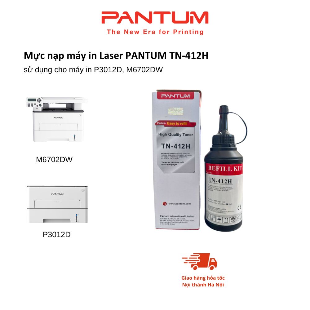 Mực nạp máy in Laser PANTUM TN-412H, sử dùng cho máy in PANTUM P3012D, M6702DW - Hàng chính hãng