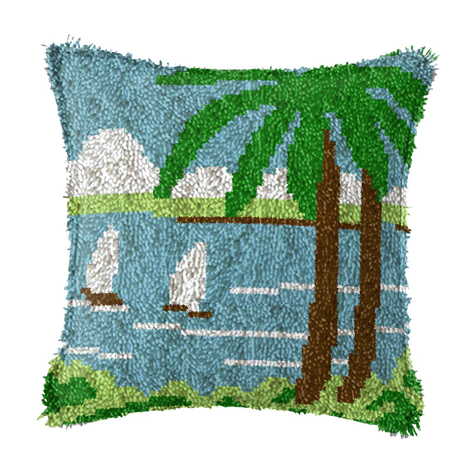 Latch Hook Embroidery Kits Cushion Needlework Blank Pillowcase Mesh Style 1