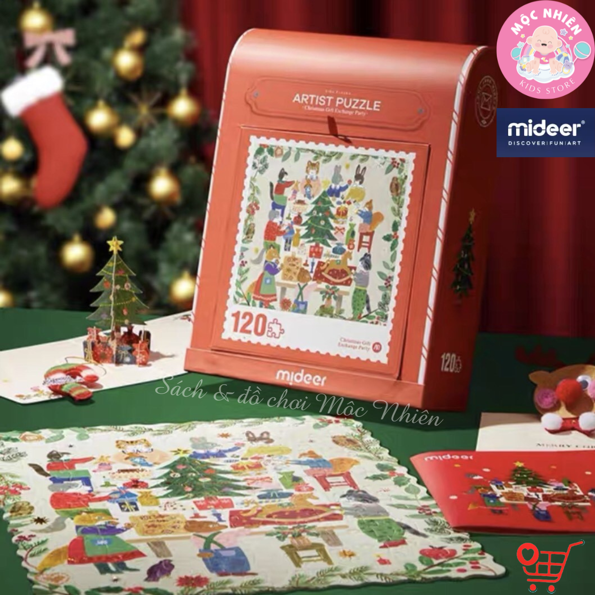 Đồ Chơi Xếp Hình Puzzle Chủ Đề Noel 2024 - Mideer Christmas Gift Box Puzzle - Đồ Chơi Giáng Sinh Cho Bé