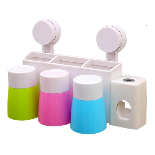 Bộ Nhả Kem Đánh Răng Tự Động Thông Minh Kèm 3 Cốc Nhựa Tiện Dụng