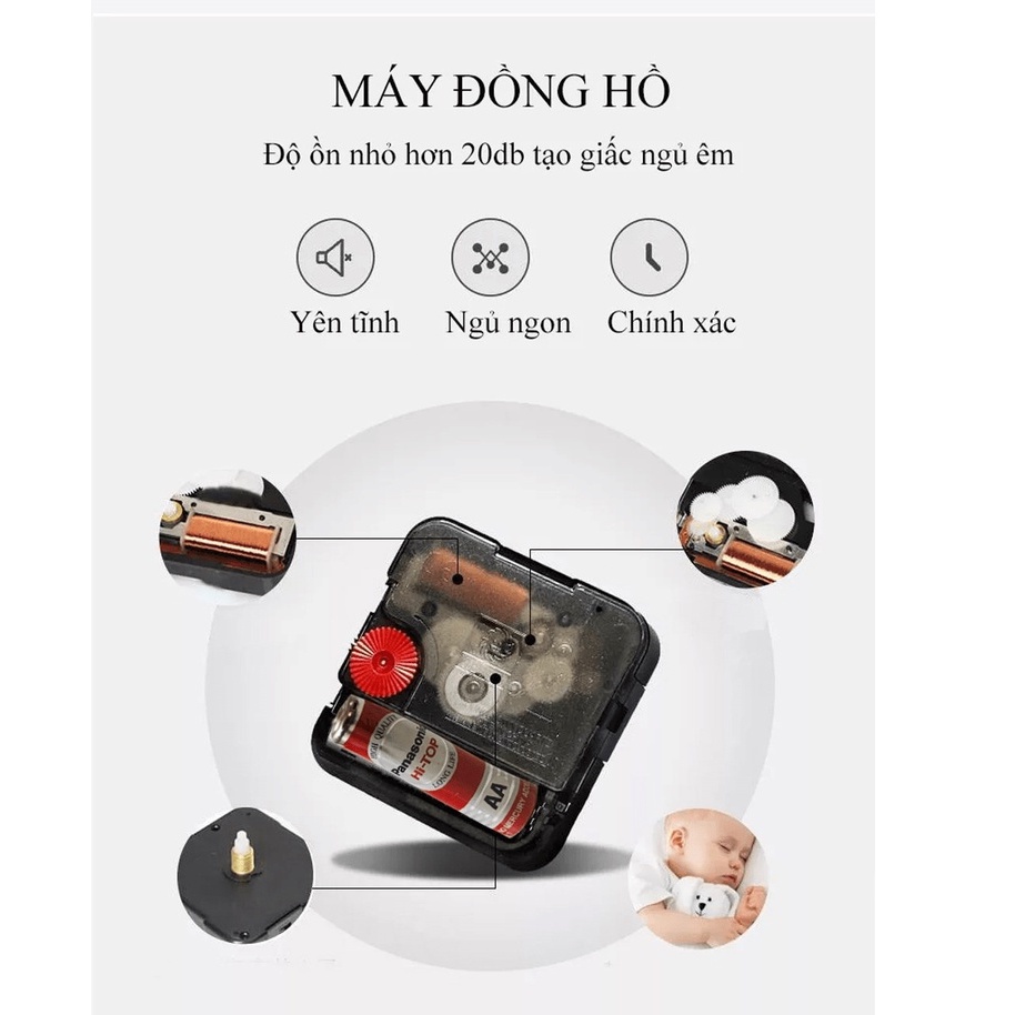 Đồng hồ treo tường A209 Shouse trang trí nghệ thuật kim trôi không gây tiếng động hiện đại sang trọng phòng khách